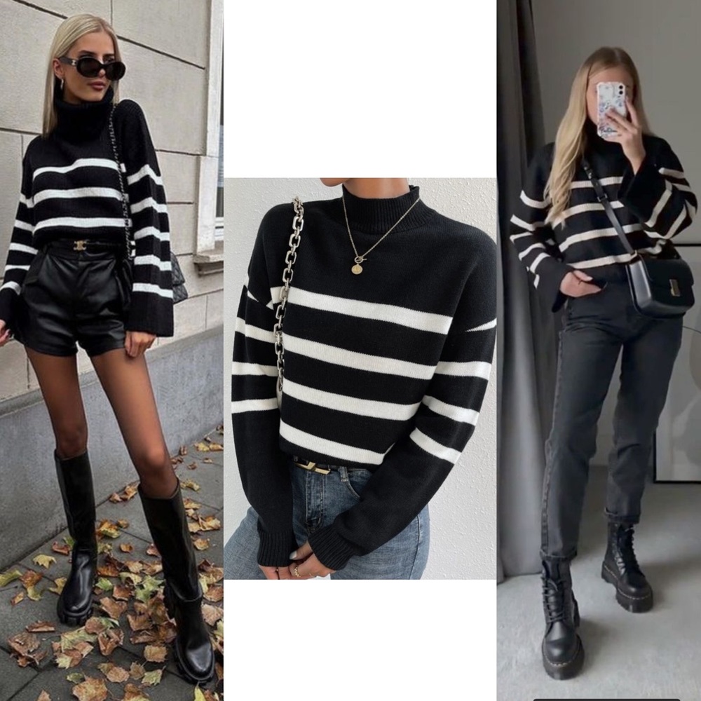Black & white Striped knit Sweater